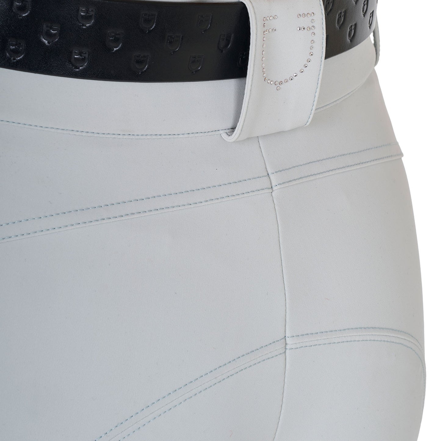 Pantalones de mujer de tiro alto con logo en strass Equestro - Harbor Mist