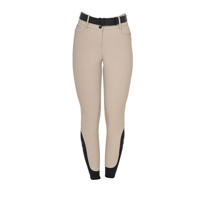 Pantalones de mujer de tiro alto con logo en strass Equestro - Oxford Tan