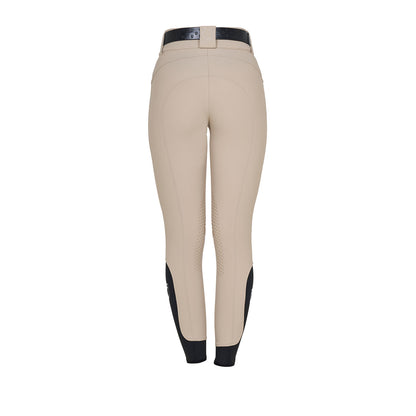 Pantalones de mujer de tiro alto con logo en strass Equestro - Oxford Tan