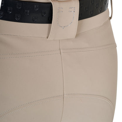 Pantalones de mujer de tiro alto con logo en strass Equestro - Oxford Tan