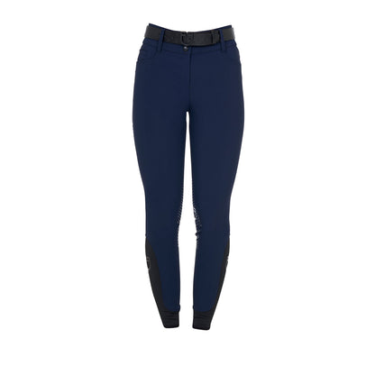 Pantalones de mujer de tiro alto con logo en strass Equestro - Navy Blazer