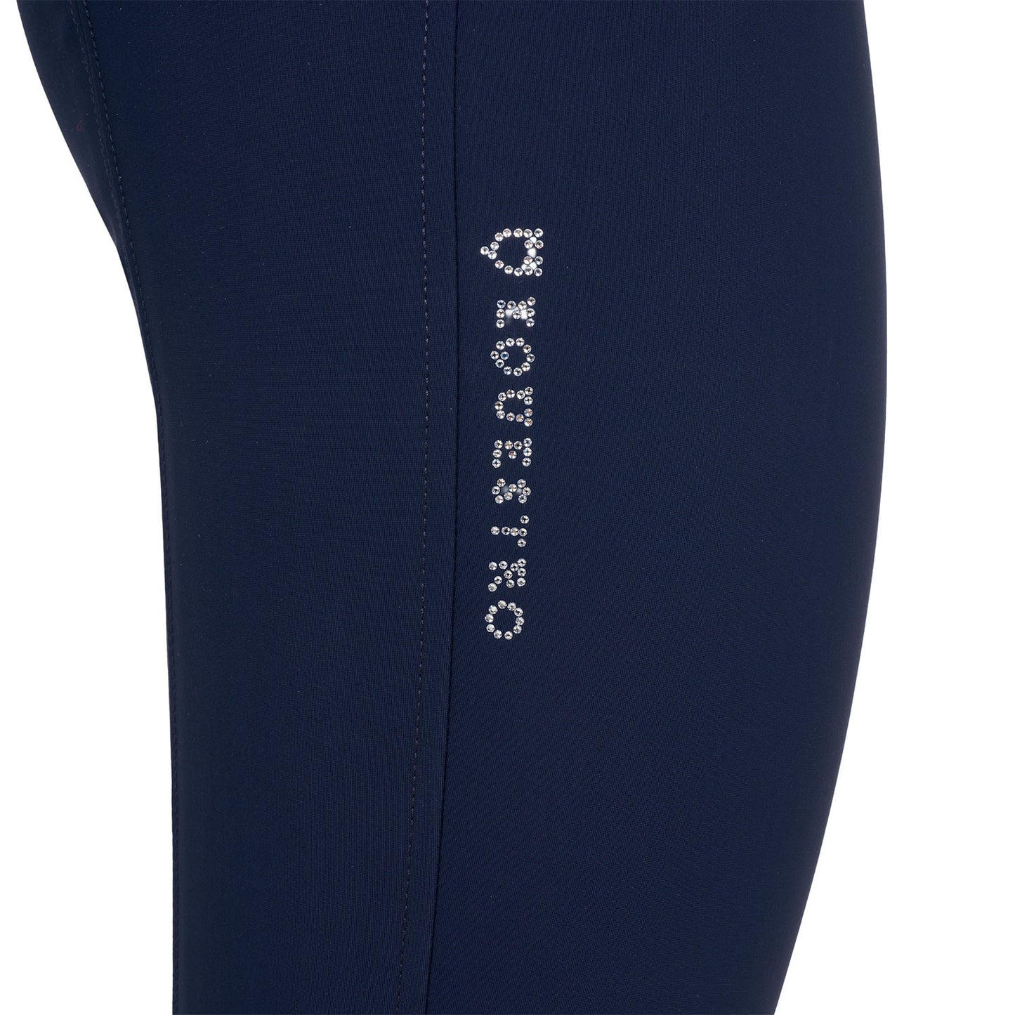 Pantalones de mujer de tiro alto con logo en strass Equestro - Navy Blazer