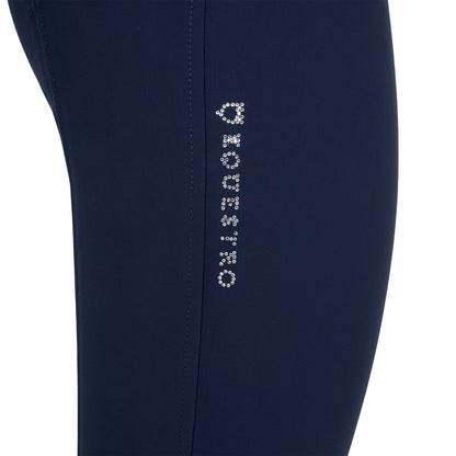 Pantalones de mujer de tiro alto con logo en strass Equestro - Navy Blazer