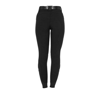 Pantalones de mujer de tiro alto con logo en strass Equestro - Negro