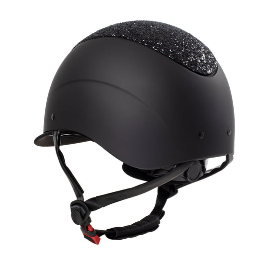 Casco con visera estrecha con brillantitos homologación EN 1384-2023 Equestro - Black/Black Shiny