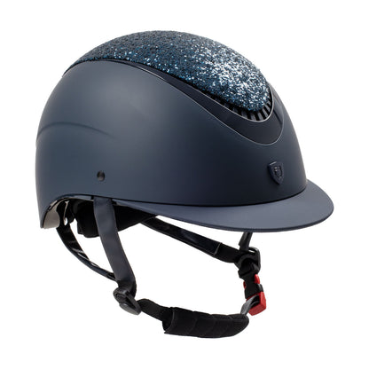 Casco con visera estrecha con brillantitos homologación EN 1384-2023 Equestro - Navy/Navy Shiny