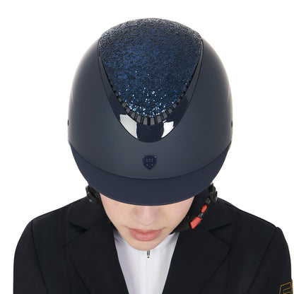 Casco con visera estrecha con brillantitos homologación EN 1384-2023 Equestro - Navy/Navy Shiny