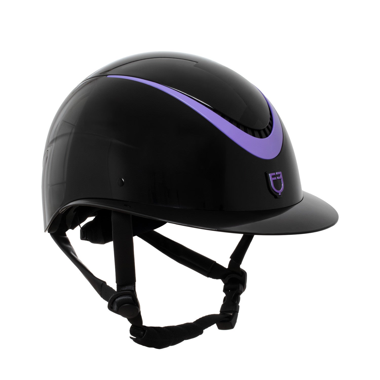 Casco brillante, correa de ecopiel, homologación EN 1384-2023 Equestro