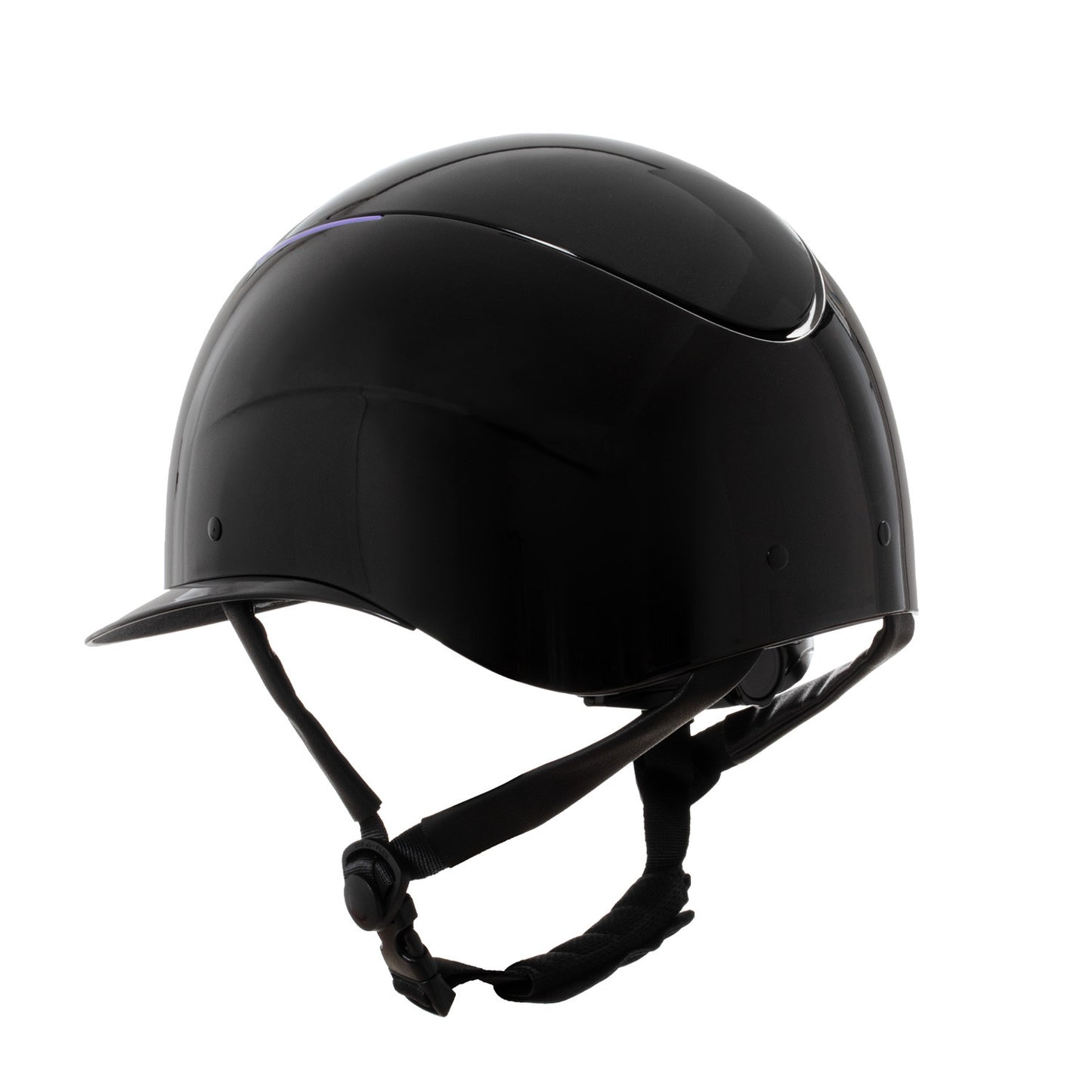 Casco brillante, correa de ecopiel, homologación EN 1384-2023 Equestro - Black/Violet