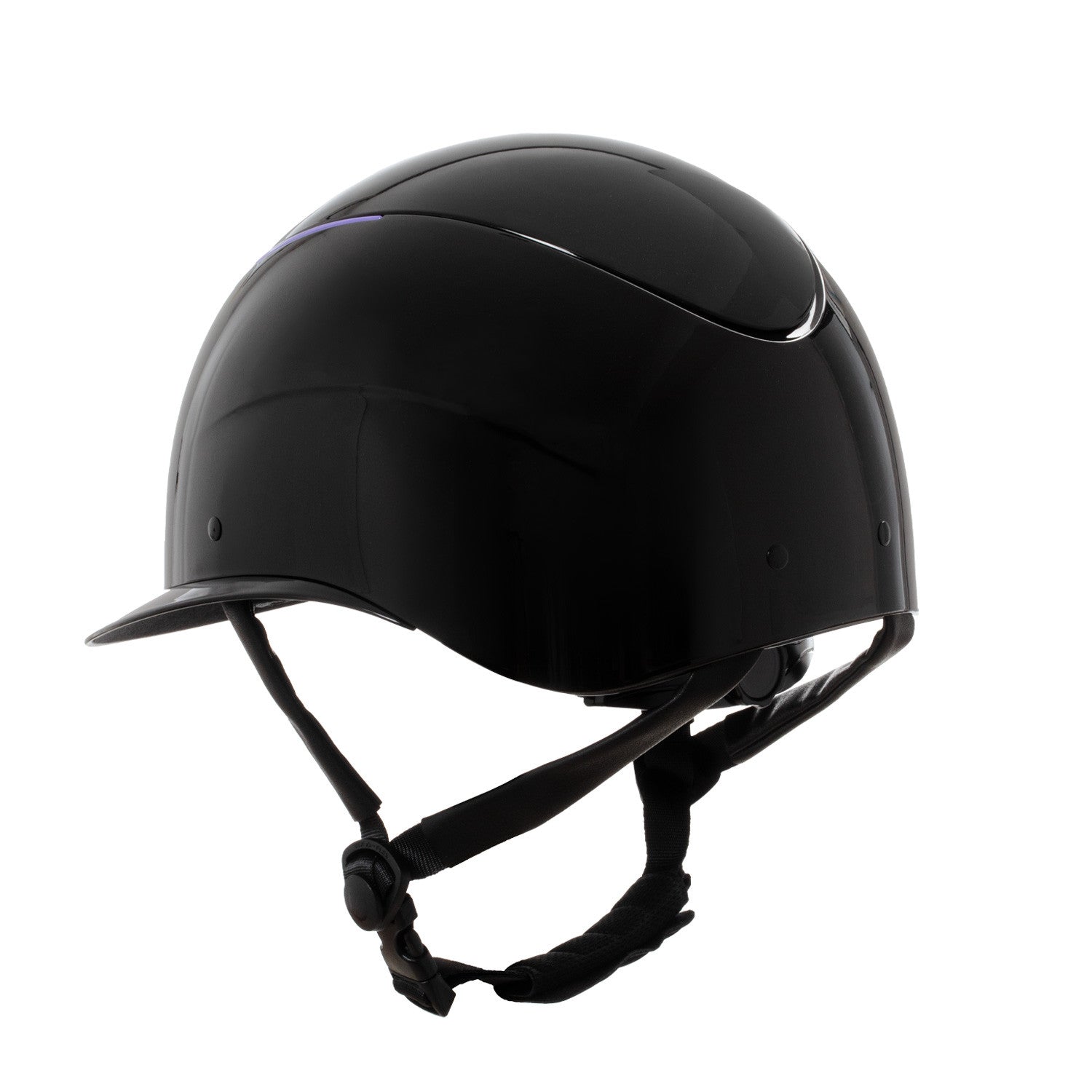 Casco brillante, correa de ecopiel, homologación EN 1384-2023 Equestro - Black/Violet