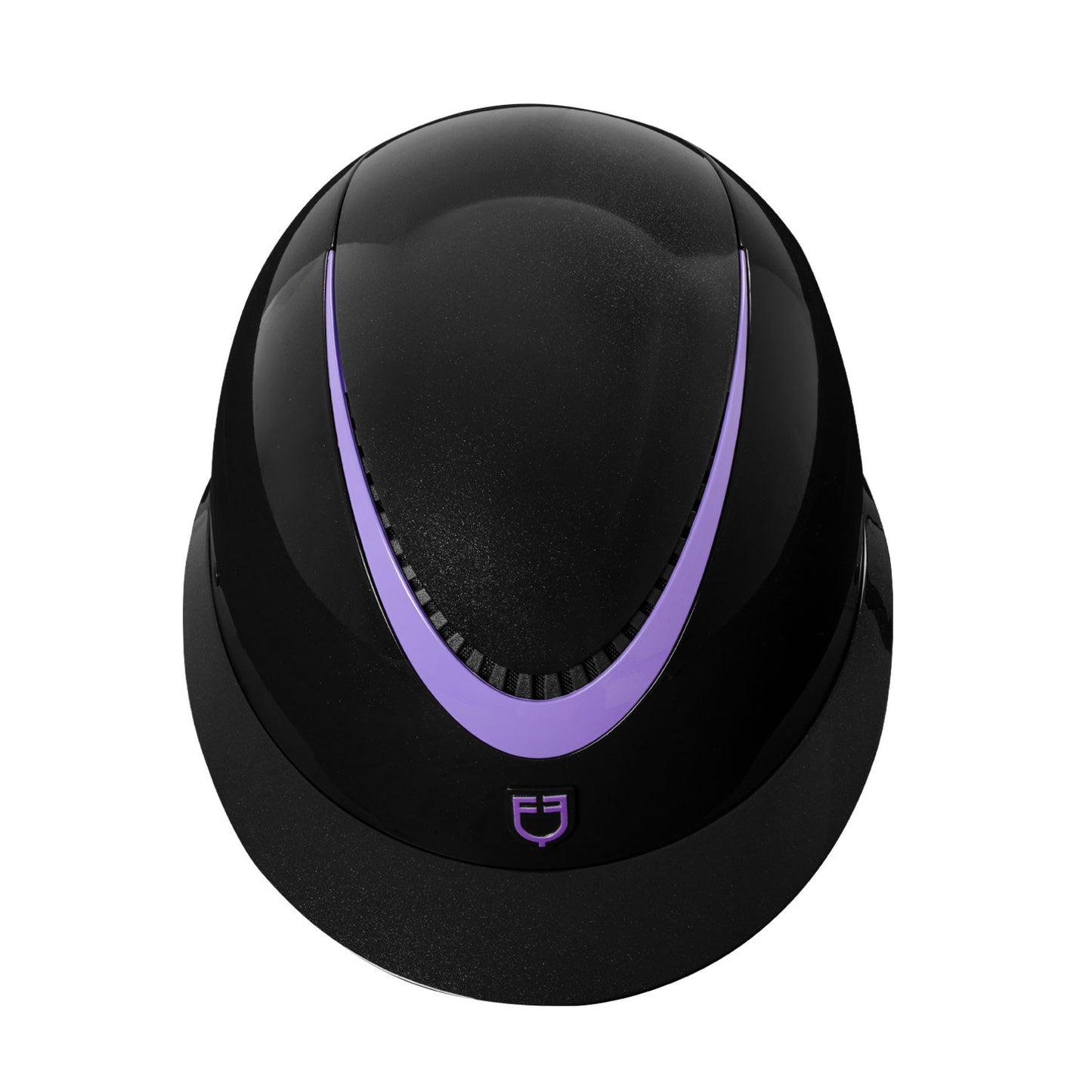 Casco brillante, correa de ecopiel, homologación EN 1384-2023 Equestro - Black/Violet