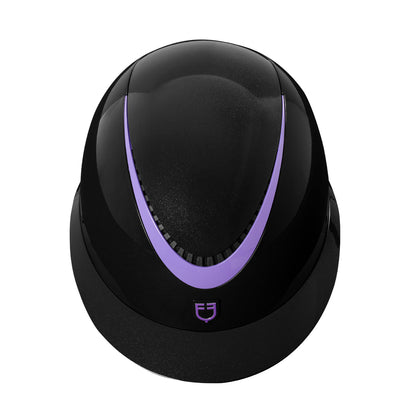 Casco brillante, correa de ecopiel, homologación EN 1384-2023 Equestro - Black/Violet