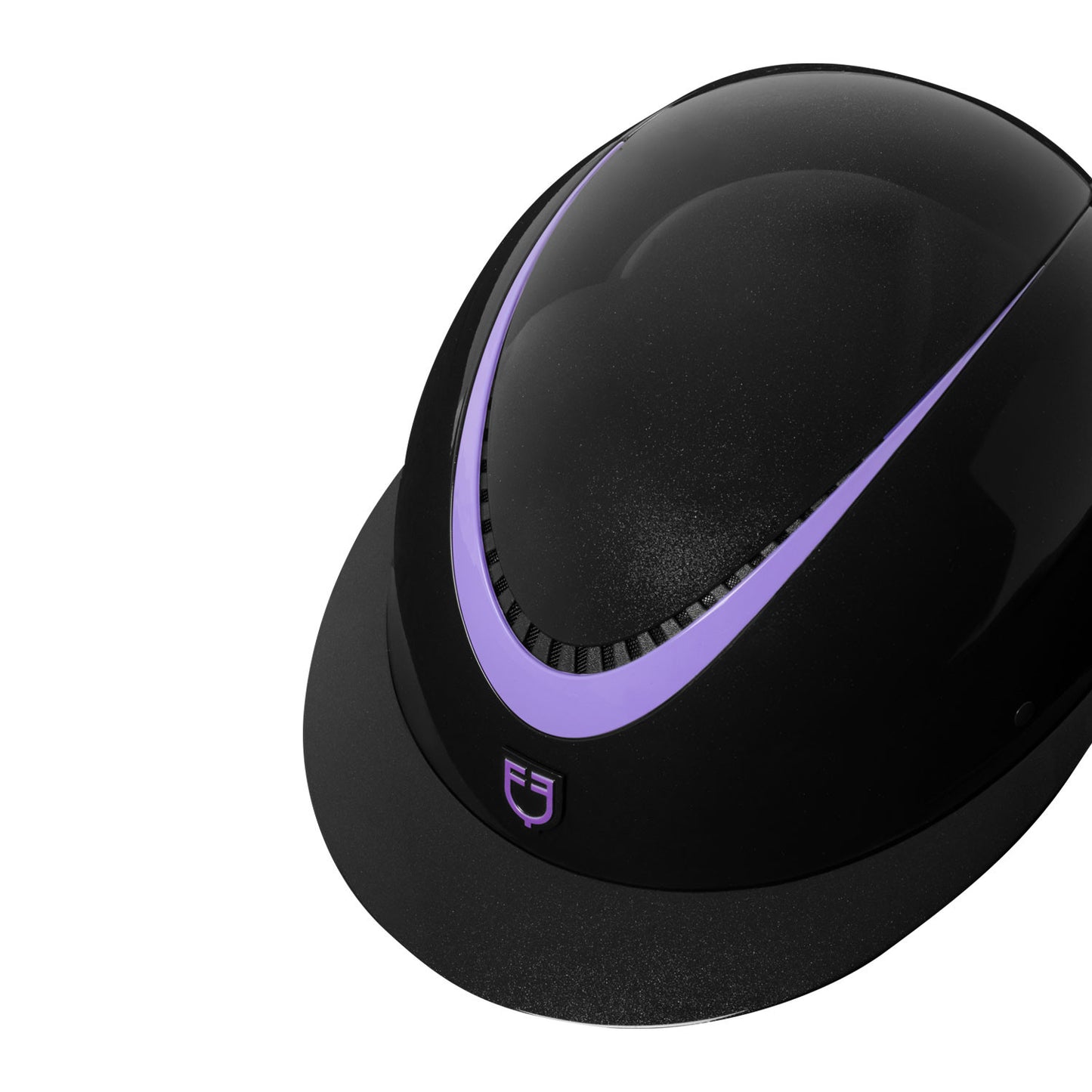 Casco brillante, correa de ecopiel, homologación EN 1384-2023 Equestro - Black/Violet