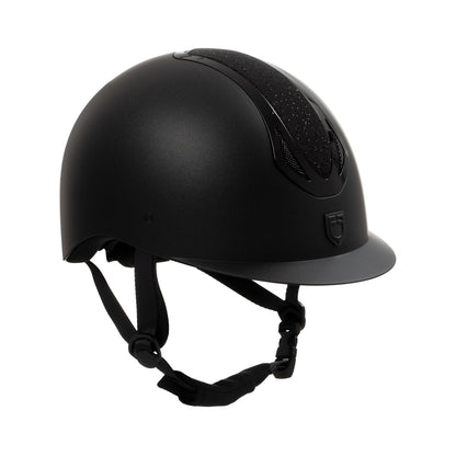 Casco mujer Azael Stone visera estrecha homologación EN 1384-2023 Equestro - Black/Black Shiny
