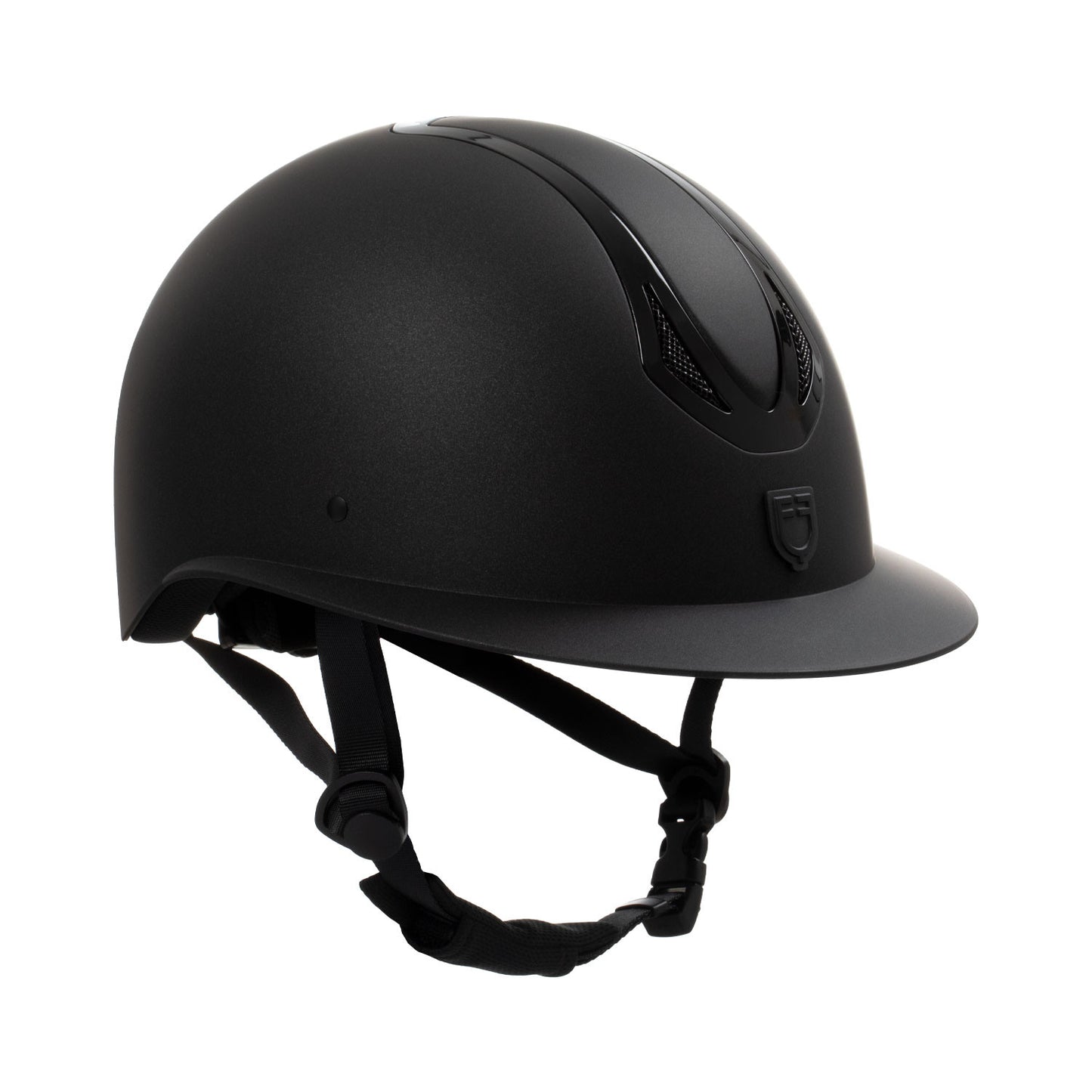 Casco de mujer con visera ancha homologación EN 1384-2023 Equestro - Black/Black Shiny
