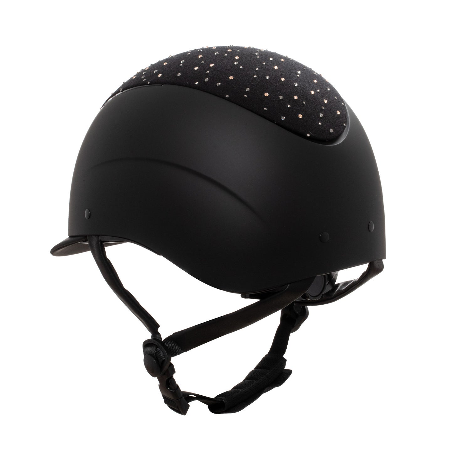 Casco opaca visera estrecha con logo en strass homologación EN 1384-2023 Equestro - Black/Black Shiny