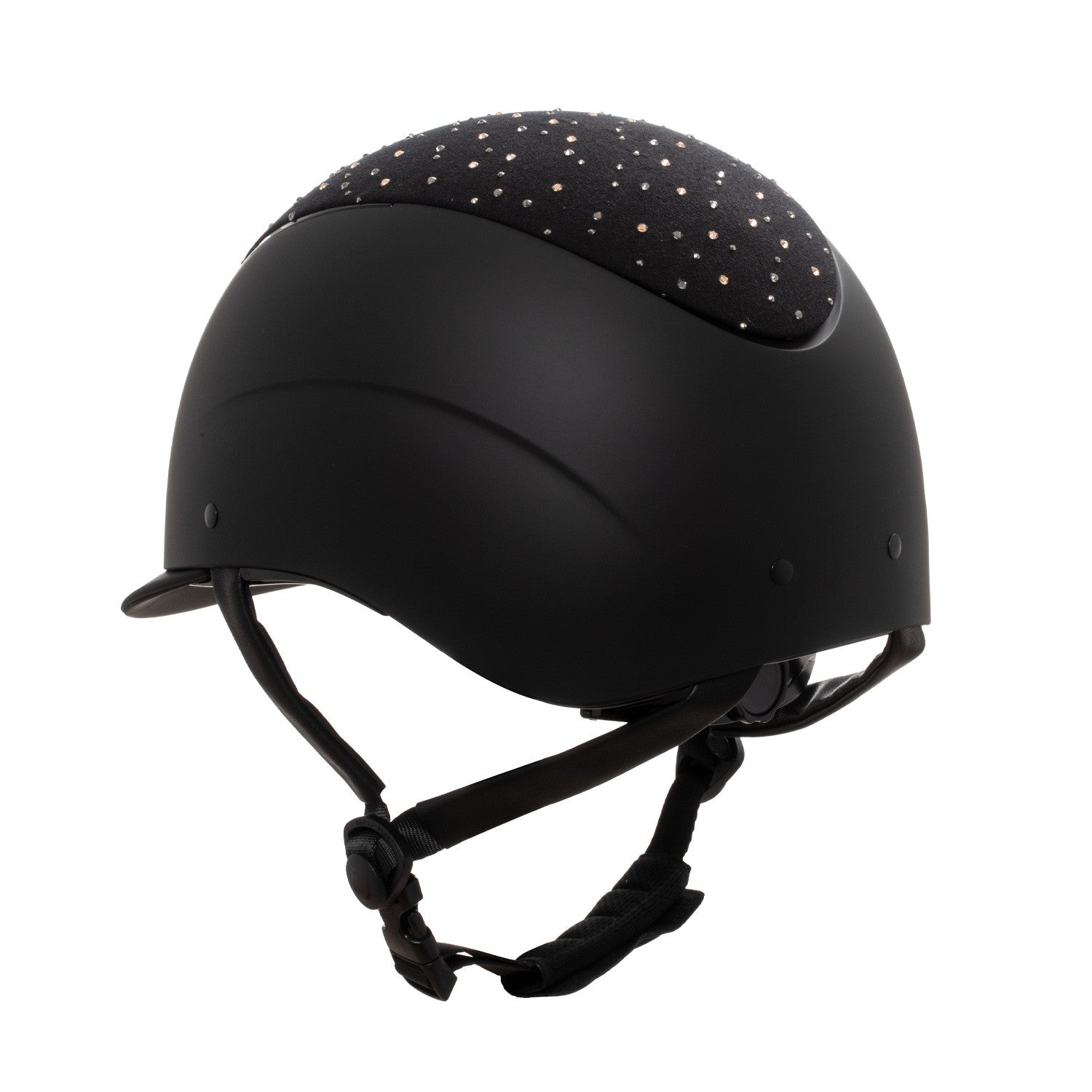 Casco opaca visera estrecha con logo en strass homologación EN 1384-2023 Equestro - Black/Black Shiny