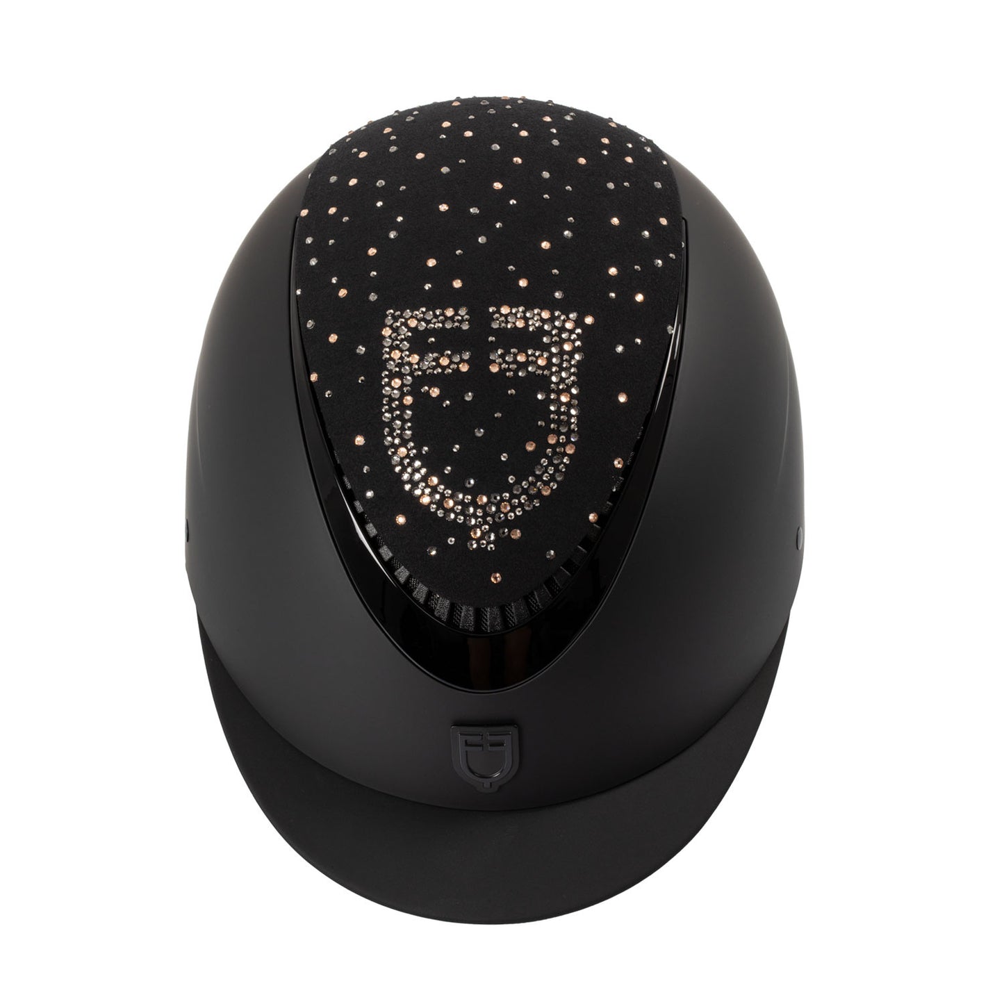 Casco opaca visera estrecha con logo en strass homologación EN 1384-2023 Equestro - Black/Black Shiny