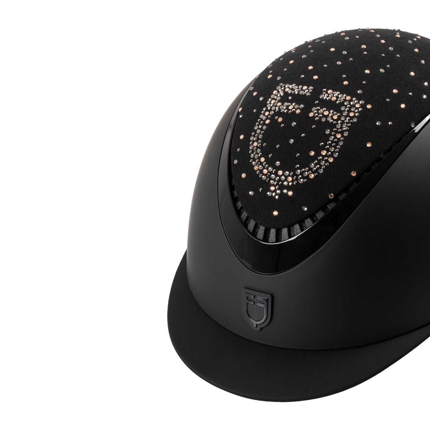 Casco opaca visera estrecha con logo en strass homologación EN 1384-2023 Equestro - Black/Black Shiny