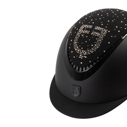 Casco opaca visera estrecha con logo en strass homologación EN 1384-2023 Equestro - Black/Black Shiny
