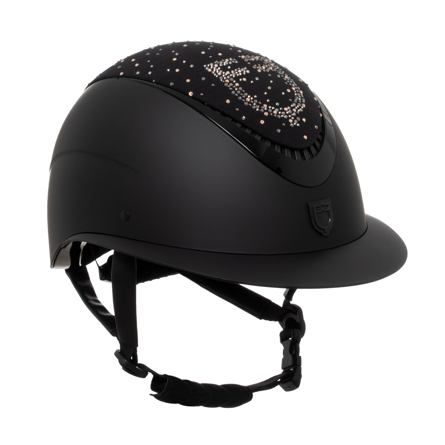 Casco opaca visera ancha con logo en strass homologación EN 1384-2023 Equestro
