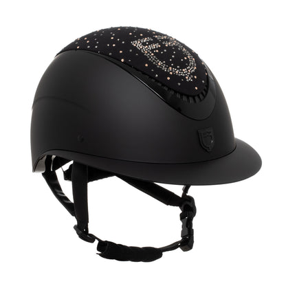Casco opaca visera ancha con logo en strass homologación EN 1384-2023 Equestro
