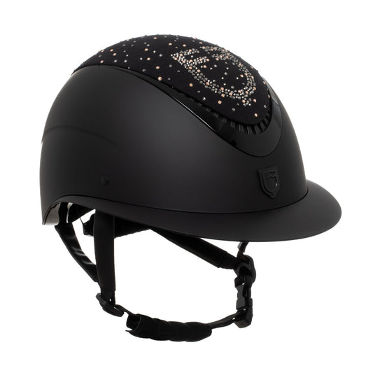 Casco opaca visera ancha con logo en strass homologación EN 1384-2023 Equestro