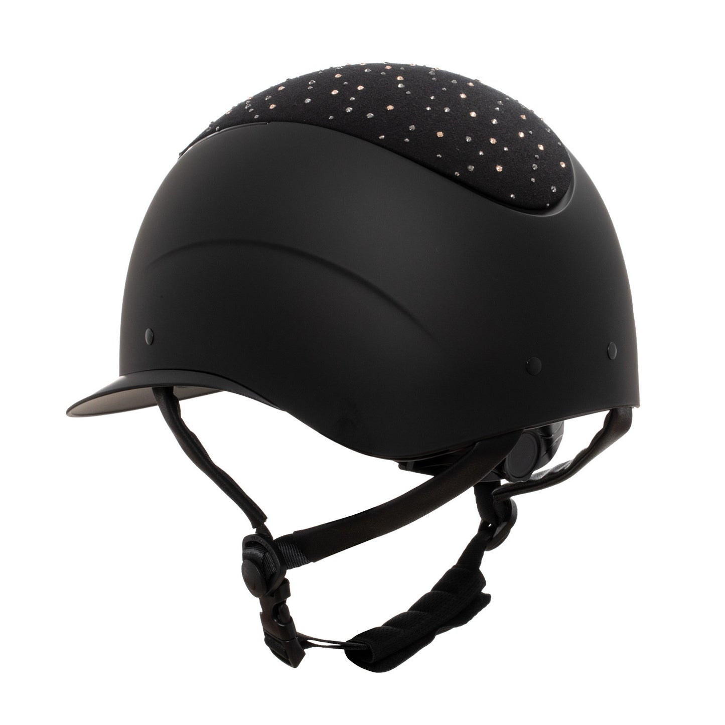 Casco opaca visera ancha con logo en strass homologación EN 1384-2023 Equestro - Black/Black Shiny