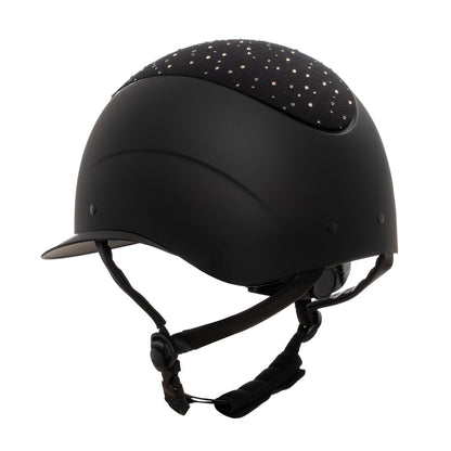 Casco opaca visera ancha con logo en strass homologación EN 1384-2023 Equestro - Black/Black Shiny