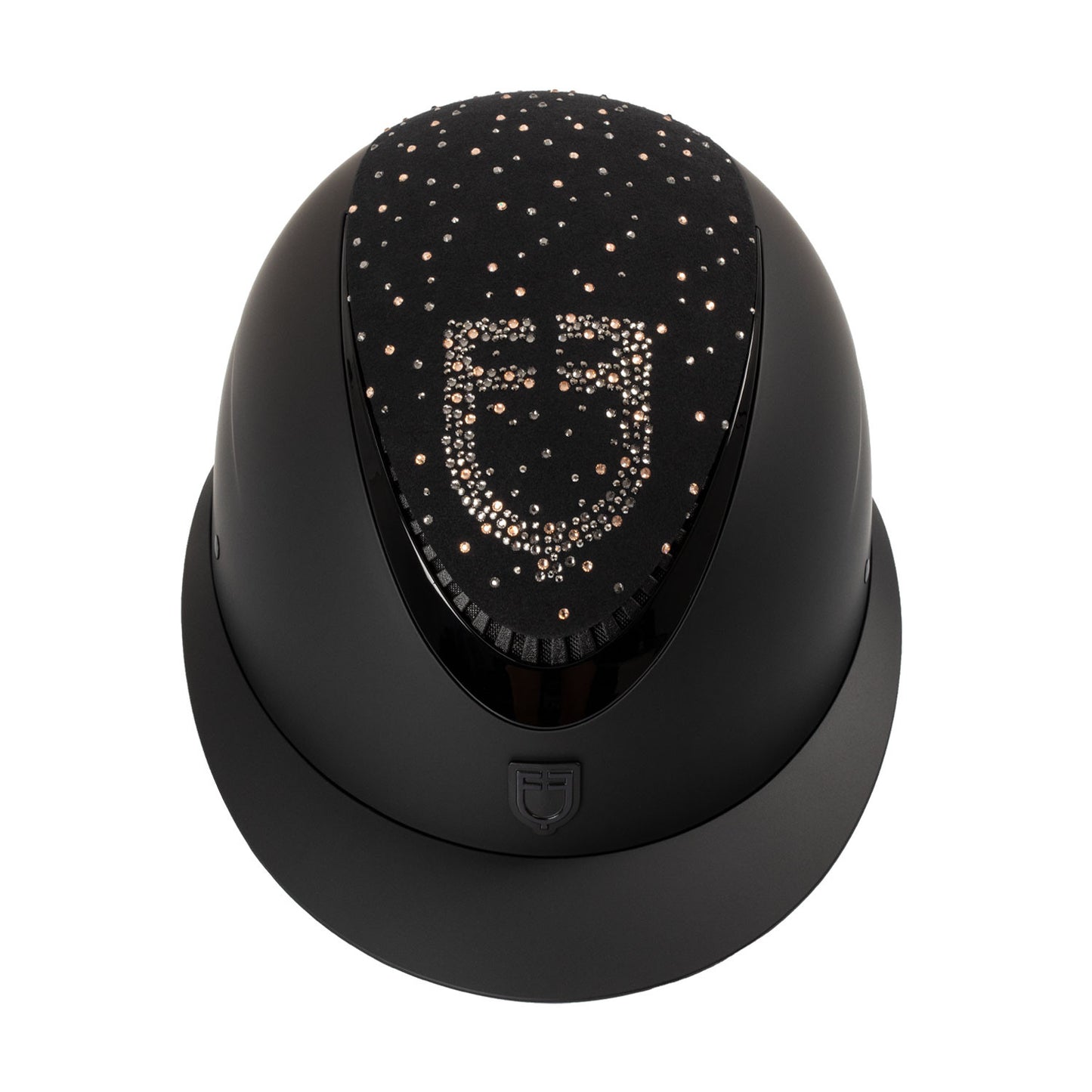 Casco opaca visera ancha con logo en strass homologación EN 1384-2023 Equestro - Black/Black Shiny