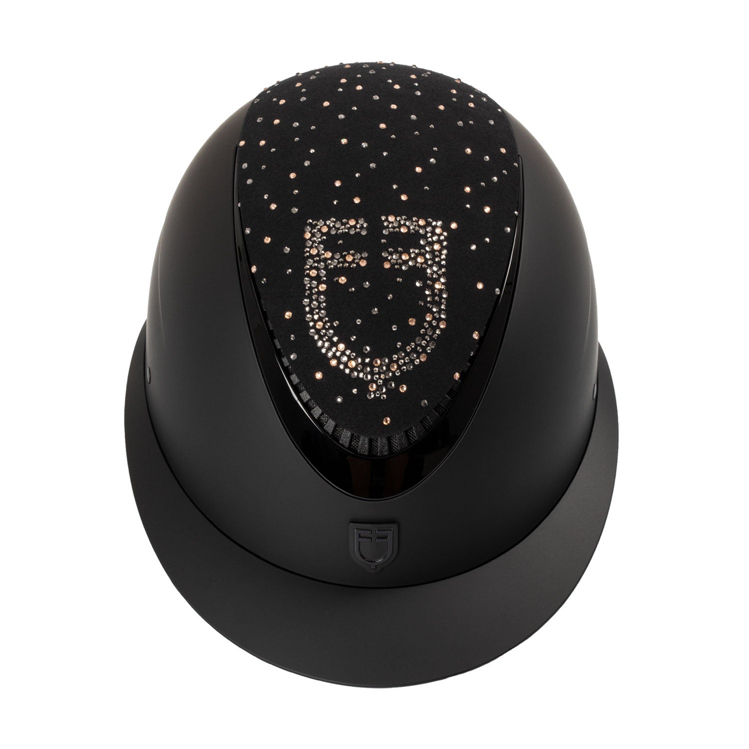 Casco opaca visera ancha con logo en strass homologación EN 1384-2023 Equestro - Black/Black Shiny