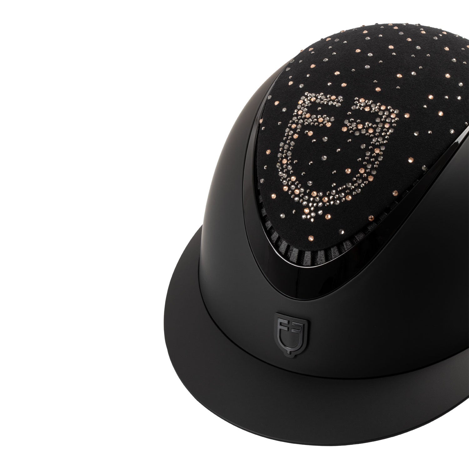 Casco opaca visera ancha con logo en strass homologación EN 1384-2023 Equestro - Black/Black Shiny