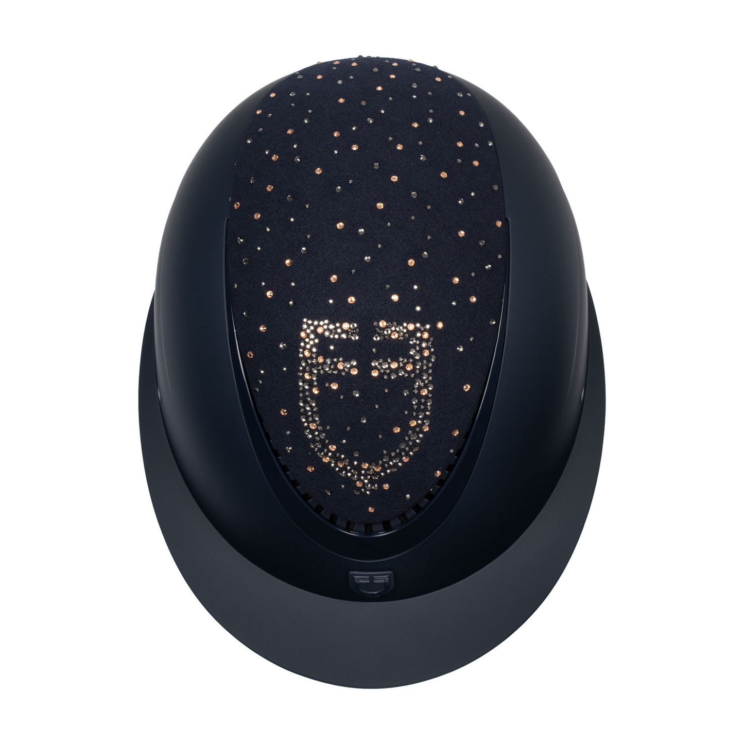 Casco opaca visera ancha con logo en strass homologación EN 1384-2023 Equestro - Navy/Navy Shiny