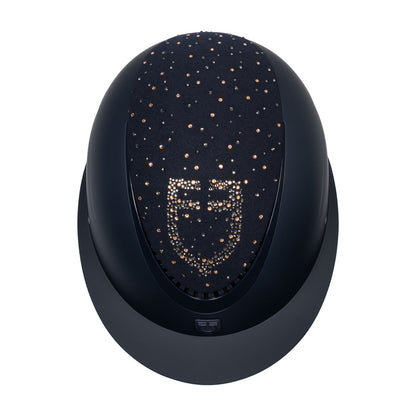 Casco opaca visera ancha con logo en strass homologación EN 1384-2023 Equestro - Navy/Navy Shiny