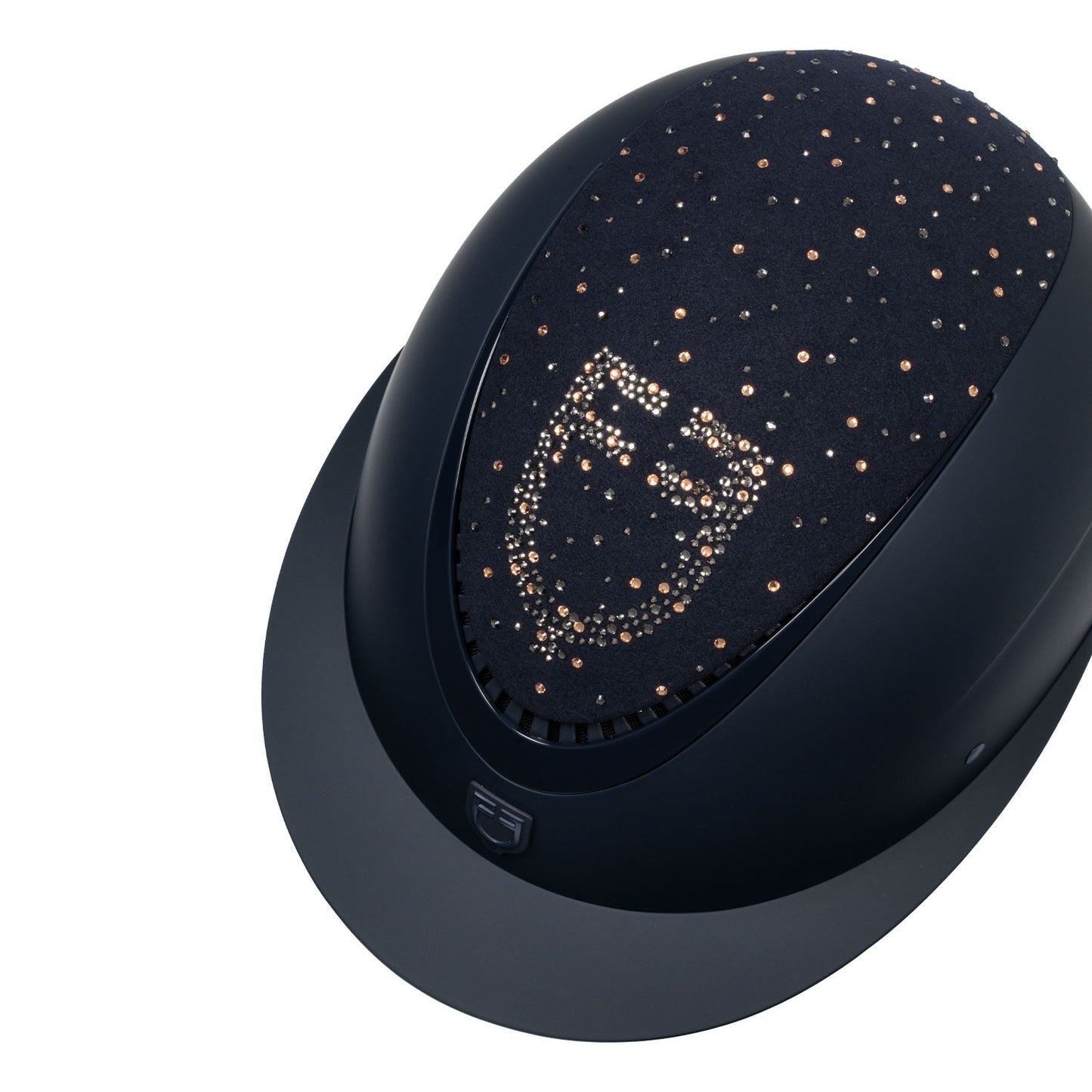Casco opaca visera ancha con logo en strass homologación EN 1384-2023 Equestro - Navy/Navy Shiny