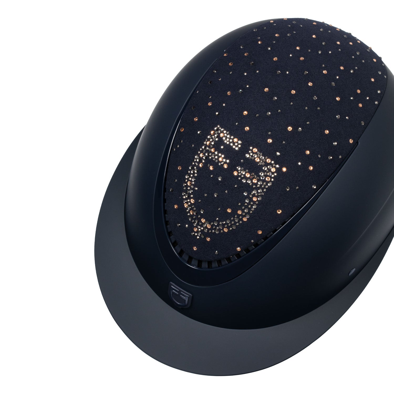 Casco opaca visera ancha con logo en strass homologación EN 1384-2023 Equestro - Navy/Navy Shiny