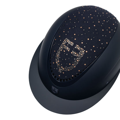 Casco opaca visera ancha con logo en strass homologación EN 1384-2023 Equestro - Navy/Navy Shiny