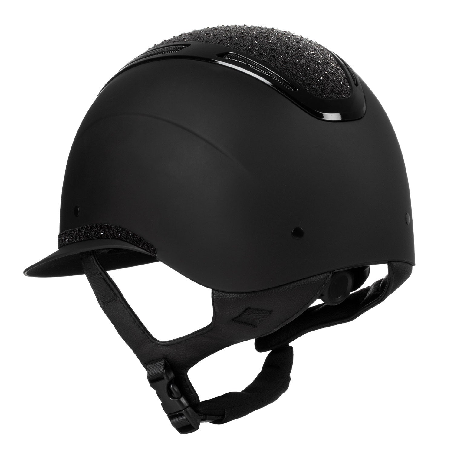 Casco Apocalypse para mujer con diamantes y calota mate Equestro - Black/Black