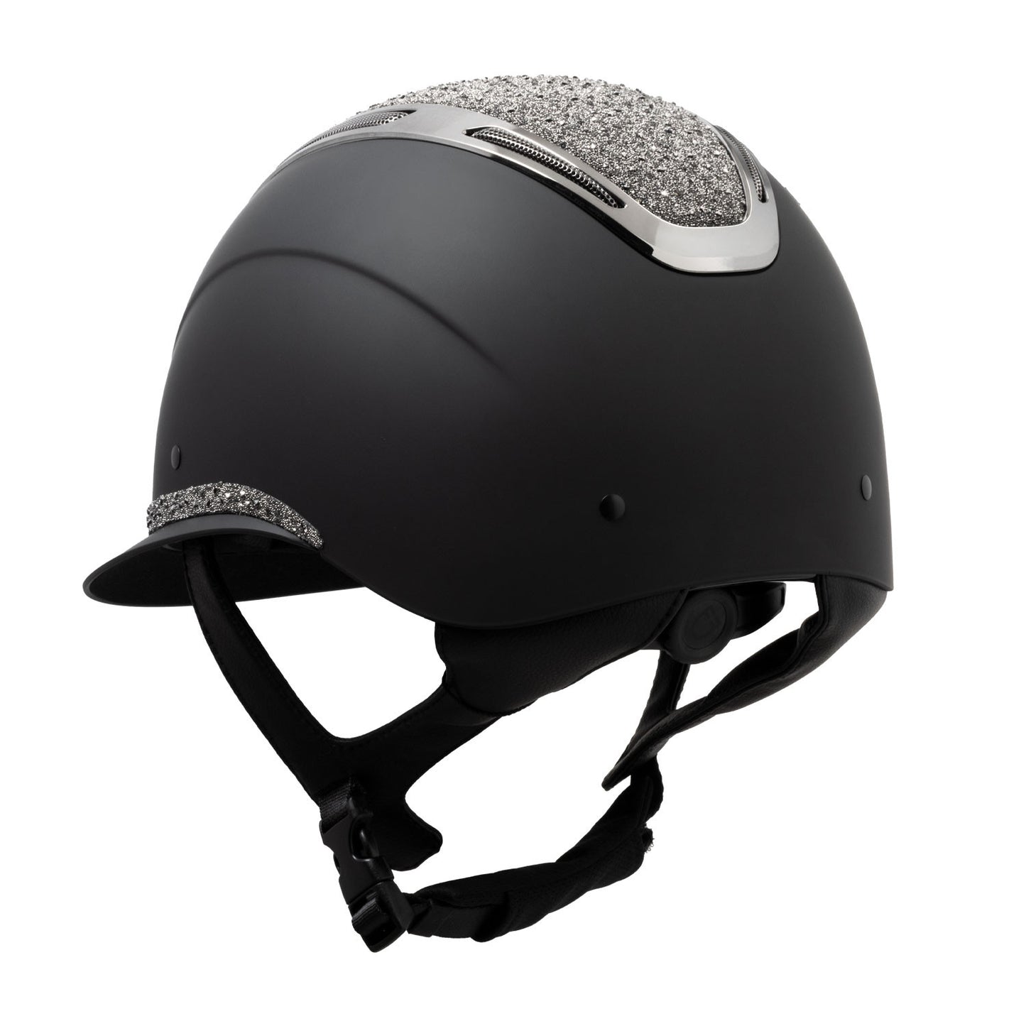 Casco Apocalypse para mujer con diamantes y calota mate Equestro - Black/Gunmetal