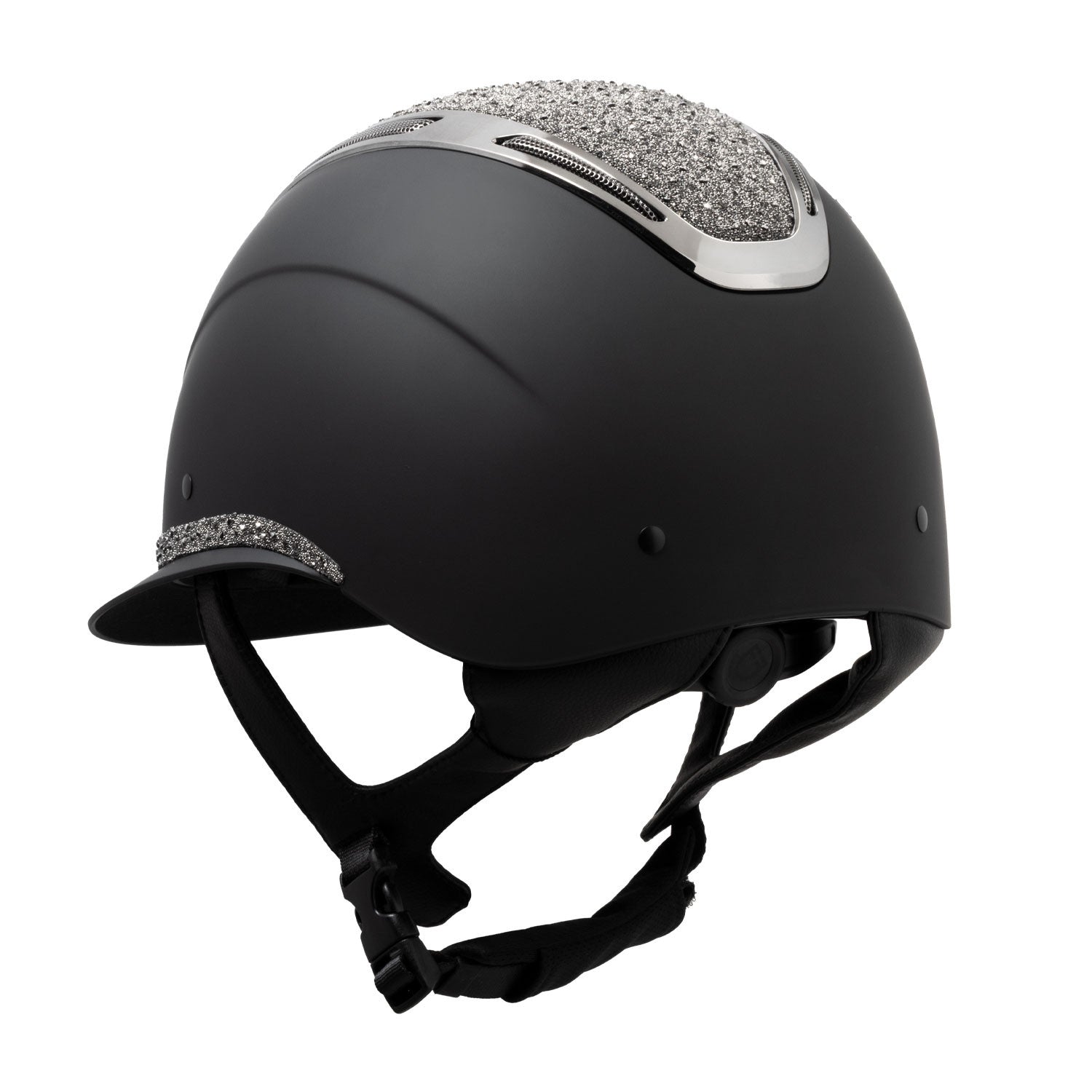 Casco Apocalypse para mujer con diamantes y calota mate Equestro - Black/Gunmetal