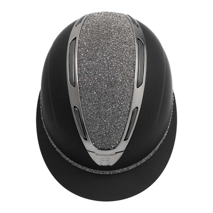 Casco Apocalypse para mujer con diamantes y calota mate Equestro - Black/Gunmetal