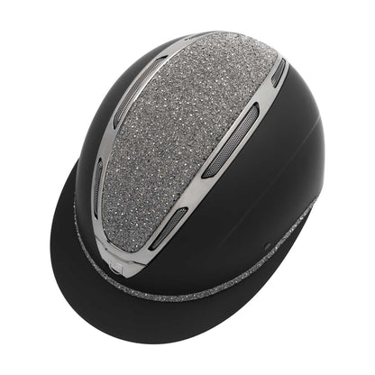 Casco Apocalypse para mujer con diamantes y calota mate Equestro - Black/Gunmetal