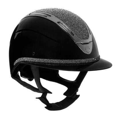 Casco Apocalypse para mujeres con diamantes y carcasa brillante Equestro - Black/Gunmetal