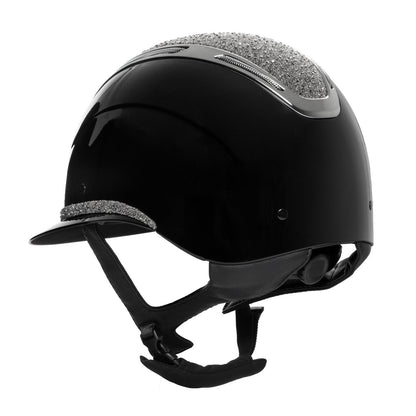 Casco Apocalypse para mujeres con diamantes y carcasa brillante Equestro - Black/Gunmetal