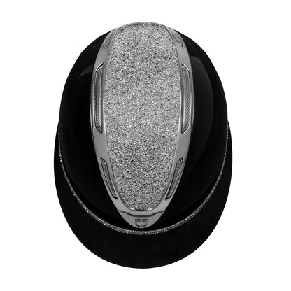 Casco Apocalypse para mujeres con diamantes y carcasa brillante Equestro - Black/Gunmetal