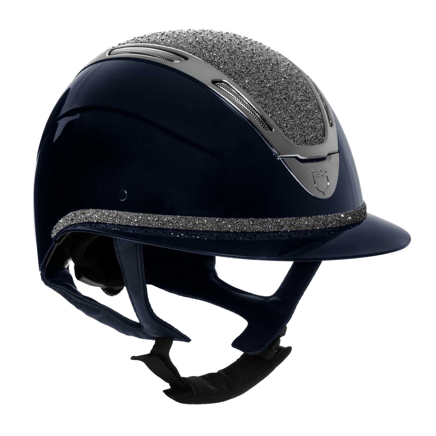 Casco Apocalypse para mujeres con diamantes y carcasa brillante Equestro - Navy/Gunmetal