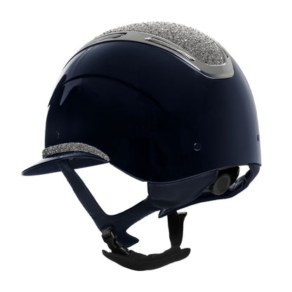 Casco Apocalypse para mujeres con diamantes y carcasa brillante Equestro - Navy/Gunmetal