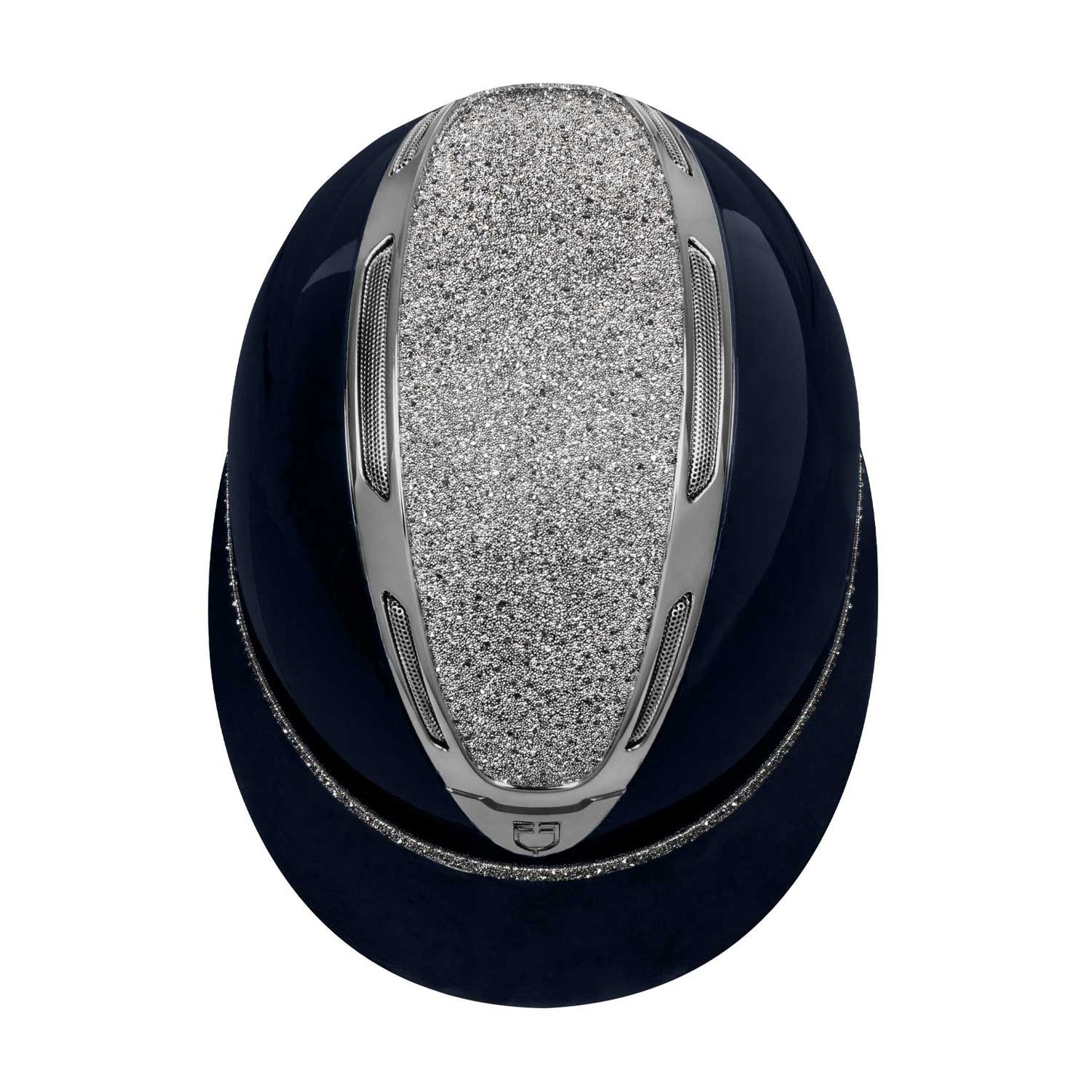 Casco Apocalypse para mujeres con diamantes y carcasa brillante Equestro - Navy/Gunmetal
