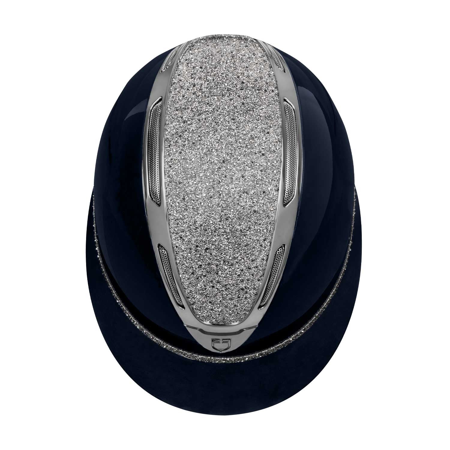 Casco Apocalypse para mujeres con diamantes y carcasa brillante Equestro - Navy/Gunmetal