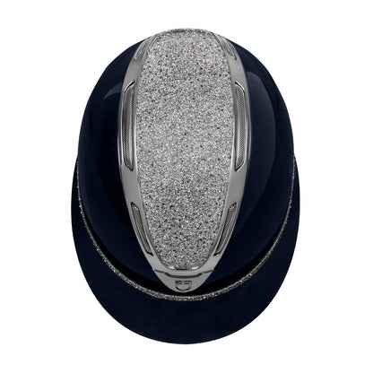 Casco Apocalypse para mujeres con diamantes y carcasa brillante Equestro - Navy/Gunmetal